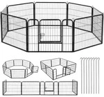 Juskys Welpenauslauf 160 x 160 x 60 cm &ndash; Welpenlaufstall 8-teilig aus Metall &ndash;