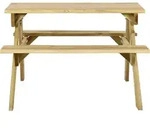 vidaXL Picknicktisch mit B&auml;nken 110x123x73 cm Kiefernholz Impr&auml;gniert