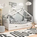Hausbett Vitalispa Design Wei&szlig; 90x200 cm mit 2 Schubladen, Model 36918 - Wei&szlig;