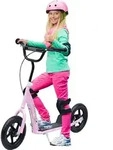 HOMCOM Kinderroller mit Hinterbremse 12 Zoll Scooter Tretroller EVA Rosa - Rosa
