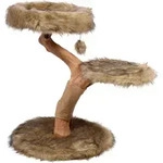 dobar Design-Kratzbaum "Jimmy" mit Naturst&auml;mmen und Spielball, Katzenm&ouml;bel mit zwei