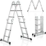 Juskys Aluminium Multifunktionsleiter 3,6 m klappbar - Tragf&auml;higkeit bis 150 kg -