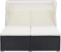 vidaXL 2-Personen-Sonnenliege mit Auflage Poly Rattan Schwarz
