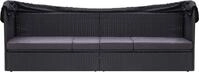 vidaXL Outdoor-Sofabett mit Dach Poly-Rattan Schwarz