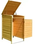 M&uuml;lltonnenbox Holz 73x85x127 cm f&uuml;r 240 L Tonne, Gasfederdeckel, wetterfest -...