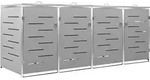 vidaXL M&uuml;lltonnenbox f&uuml;r 4 Tonnen 276,5x77,5x115,5 cm Edelstahl - Grau