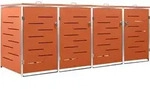 vidaXL M&uuml;lltonnenbox f&uuml;r 4 Tonnen 276,5x77,5x112,5 cm Edelstahl - Orange