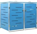 vidaXL M&uuml;lltonnenbox f&uuml;r 2 Tonnen 138x77,5x115 cm Edelstahl - Blau