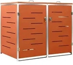 vidaXL M&uuml;lltonnenbox f&uuml;r 2 Tonnen 138x77,5x112,5 cm Edelstahl - Orange
