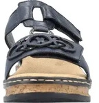 Rieker Damen Pantolette schmal mit T-Riemen Klettverschluss und Keilabsatz 62936,