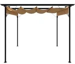 vidaXL Pergola mit Ausziehbarem Dach Taupe 3x3 m Stahl 180 g/m2 - Taupe