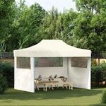 vidaXL Profi-Partyzelt Faltbar mit 3 Seitenw&auml;nden 3&times;4m Stahl Creme