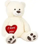 BRUBAKER XXL Teddyb&auml;r 100 cm Wei&szlig; mit einem I Love You Herz Stofftier...