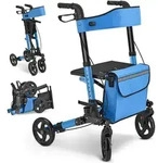 Juskys Rollator Vital faltbar, leicht, h&ouml;henverstellbar - Sitz, Tasche - Petrol -