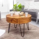 FineBuy Couchtisch Sheesham Massivholz rund &Oslash; 60 cm &ndash; Wohnzimmertisch mit
