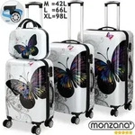 MONZANA Reisekofferset 4tlg Butterfly Hartschalenkofferset mit Schloss & Beautycase