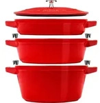 Staub La Cocotte Rund Eisenguss Auflaufform - SATZ MIT 3 ST&Uuml;CK - Rot