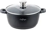 Cheffinger, Induktionstopf Antihaftbeschichtet Marmoreffekt 28cm mit Deckel, Schwarz