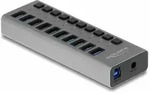 Delock Externer SuperSpeed USB Hub mit 10 Ports + Schalter - Grau