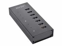 InLine® USB 3.2 Gen.1 Hub, 7 Port, Aluminiumgehäuse, schwarz, mit 2,5A...