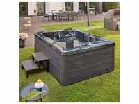 HOME DELUXE - Outdoor Whirlpool Black MARBLE inkl. Treppe und Thermoabdeckung