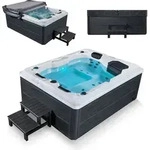 Artsauna Outdoor Whirlpool Oasis mit Treppe - Spa mit Massaged&uuml;sen, LED-Beleuchtung,