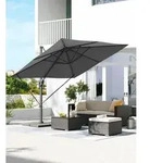 SONGMICS Sonnenschirm 290 x 290 cm UPF 50+ mit St&auml;nder um 360&deg; drehbar - Grau