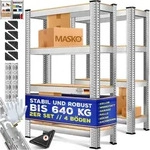 MASKO&reg; 2er-Set Lagerregal Schwerlastregal Kellerregal, verstellbare Ablagen,...