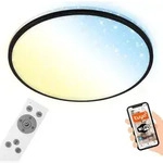 LED Deckenleuchte CCT WiFi Bluetooth Sternendekor 42W schwarz &Oslash;49cm Briloner -