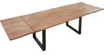 Baumkantentisch Akazie stonefarben 140 (220) x 90 cm Ansteckplatten schwarz NORINA -