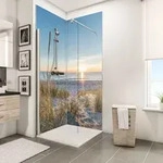 Schulte Duschr&uuml;ckwand Set &uuml;ber Eck, Sonnenuntergang D&uuml;ne, 2 x 90x210 cm,