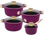 4/8tlg. KING&reg; Kochtopfset GOURMET AUBERGINE / Topfgr&ouml;&szlig;en ca. &Oslash;16, &Oslash;18, &Oslash;20,