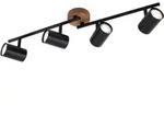 Deckenspot retro vintage dreh- & schwenkbar 4x GU10 Schwarz Holzbasis Briloner -