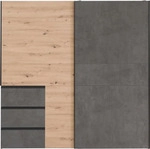 Casa Dolce Kleiderschrank MARCEL, natural + dunkelgrau, 200,1x61,2x200,5 cm, mit drei