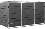 vidaXL M&uuml;lltonnenbox f&uuml;r 3 Tonnen 207x77,5x115 cm Edelstahl - Grau