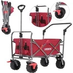 AREBOS Bollerwagen klappbar | Transport- & Ger&auml;tewagen, 2 Netztaschen, Rot,...