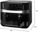 Emerio AF-126672, Hei&szlig;luftfritteuse, 9 l, Doppel, Schwarz, Silber, Tasten,