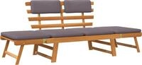 vidaXL 2-in-1 Gartenliege mit Auflage 190 cm Massivholz Akazie