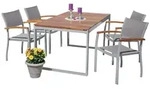 Merxx Gartenm&ouml;bel Set Naxos 5tlg., 4 Stapelsessel, Ausziehtisch 150 (200) x 90 cm -