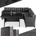 CASARIA&reg; Polyrattan Ecklounge Set WPC Esstisch Ecksofa inkl. 7 cm Sitzauflagen 15 cm