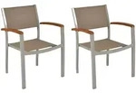 Merxx Gartensessel Naxos, stapelbar, 2er Set, silber/grau - Aluminium/Textil/Akazie