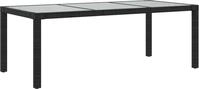 vidaXL Gartentisch Schwarz 190x90x75 cm Geh&auml;rtetes Glas Poly Rattan