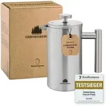 French Press 0,6 L Edelstahl | Kaffeebereiter Kaffeepresse mit Thermo Effekt | Inkl.