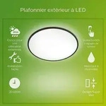 Philips Superslim Deckenleuchte, 15 W, Schwarz, Metall, Kunststoff, IP54, Terrasse,
