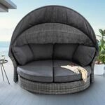 riess-ambiente Sonneninsel SEATTLE 195cm grau Aluminium Flachgewebe Liegefl&auml;che