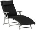 Outsunny Sonnenliege Strandliege Gartenliege Klappbar Verstellbar Metall Schwarz -