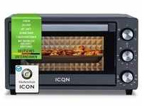 ICQN Minibackofen 20L, Pizza-Backofen, Ober-/Unterhitze mit Umluft-Funktion, 5
