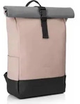 Rugzak Damen Rosa Grau 15L Rolltop Laptopfach Matte PolyurethanBeschichtung