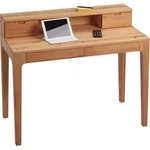 HomeTrends4You Schreibtisch "Oskar" in Kernbuche mit 2 Schubladen, 105x76/96x55cm -