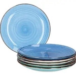 6er Blue Speiseteller Landhausstil &Oslash;27cm Essteller 6 Blaut&ouml;ne Meer/Ozean Optik